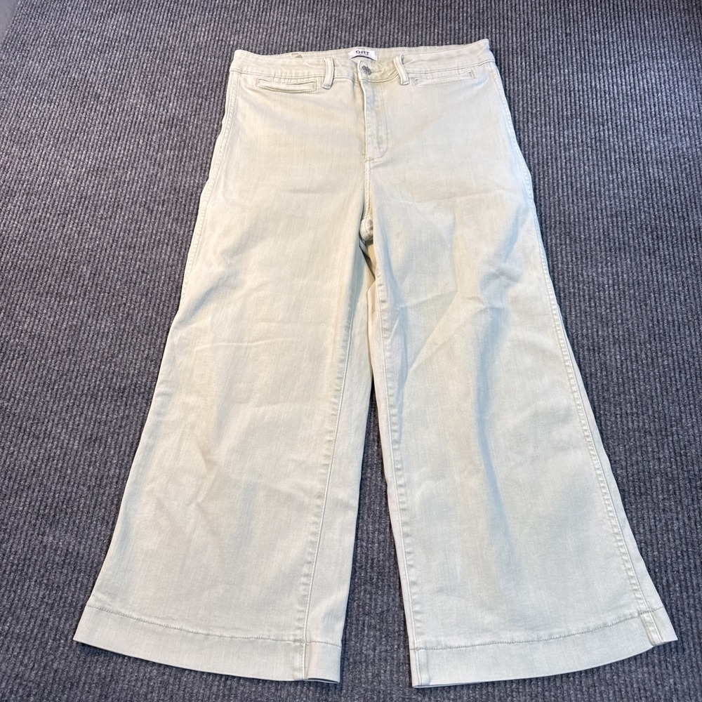 OAT New York green Wide Leg Jeans Women's 32x24 Stretch Mid Rise boho y2k